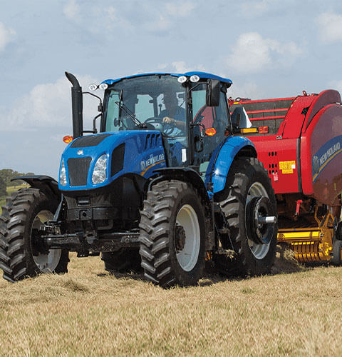 Tractor with Round Baler